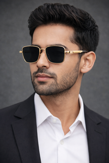Gothic Retro Square Sunglasses | Industrial Spring Temple UV400 Metal Eyewear For Men / Women