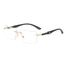 LIWAZO Executive Rimless Glasses | Gold Metal Bridge & Acetate Temple Spectacles