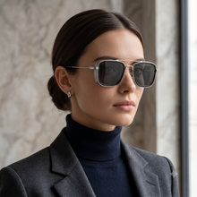 Architectural Square Retro Metal Sunglasses | Classic Double-Bridge UV400 Eyewear