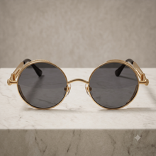 Gothic Vintage Round Sunglasses | Industrial Spring Temple Metal UV400 Eyewear
