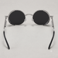 Gothic Vintage Round Sunglasses | Industrial Spring Temple Metal UV400 Eyewear