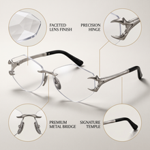 Luxury Rimless Geometric Sunglasses for Men & Women | Diamond-Cut Polygon Lenses with Metallic Claw Accents & UV400 Protection