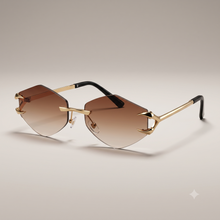 Luxury Rimless Geometric Sunglasses for Men & Women | Diamond-Cut Polygon Lenses with Metallic Claw Accents & UV400 Protection