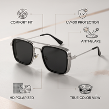 Architectural Square Retro Metal Sunglasses | Classic Double-Bridge UV400 Eyewear