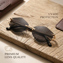 Luxury Rimless Geometric Sunglasses for Men & Women | Diamond-Cut Polygon Lenses with Metallic Claw Accents & UV400 Protection