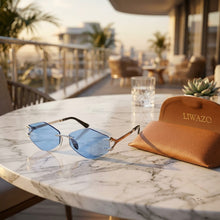 Luxury Rimless Geometric Sunglasses for Men & Women | Diamond-Cut Polygon Lenses with Metallic Claw Accents & UV400 Protection
