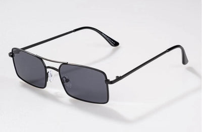 Retro Narrow Rectangular Sunglasses for Men & Women | Vintage Double-Bridge Metal Wire UV400 Eyewear