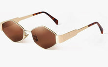 Geometric Hexagonal Sunglasses | Flat Temple Wide Metal UV400 Eyewear
