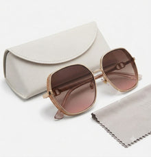 Luxe Oversized Geometric Sunglasses for Women | Glitter Side Rim Metal Frame UV400 Eyewear