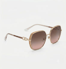 Luxe Oversized Geometric Sunglasses for Women | Glitter Side Rim Metal Frame UV400 Eyewear