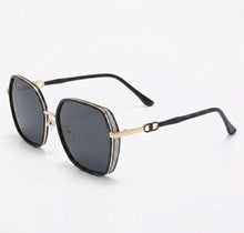 Luxe Oversized Geometric Sunglasses for Women | Glitter Side Rim Metal Frame UV400 Eyewear
