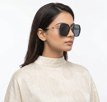 Luxe Oversized Geometric Sunglasses for Women | Glitter Side Rim Metal Frame UV400 Eyewear
