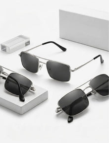 Retro Narrow Rectangular Sunglasses for Men & Women | Vintage Double-Bridge Metal Wire UV400 Eyewear