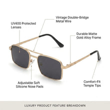 Retro Narrow Rectangular Sunglasses for Men & Women | Vintage Double-Bridge Metal Wire UV400 Eyewear