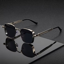 Gothic Retro Square Sunglasses | Industrial Spring Temple UV400 Metal Eyewear For Men / Women