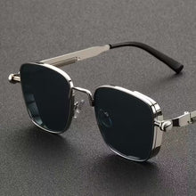 Gothic Retro Square Sunglasses | Industrial Spring Temple UV400 Metal Eyewear For Men / Women