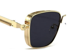 Gothic Retro Square Sunglasses | Industrial Spring Temple UV400 Metal Eyewear For Men / Women
