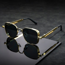 Gothic Retro Square Sunglasses | Industrial Spring Temple UV400 Metal Eyewear For Men / Women