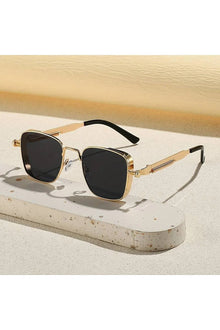 Gothic Retro Square Sunglasses | Industrial Spring Temple UV400 Metal Eyewear For Men / Women